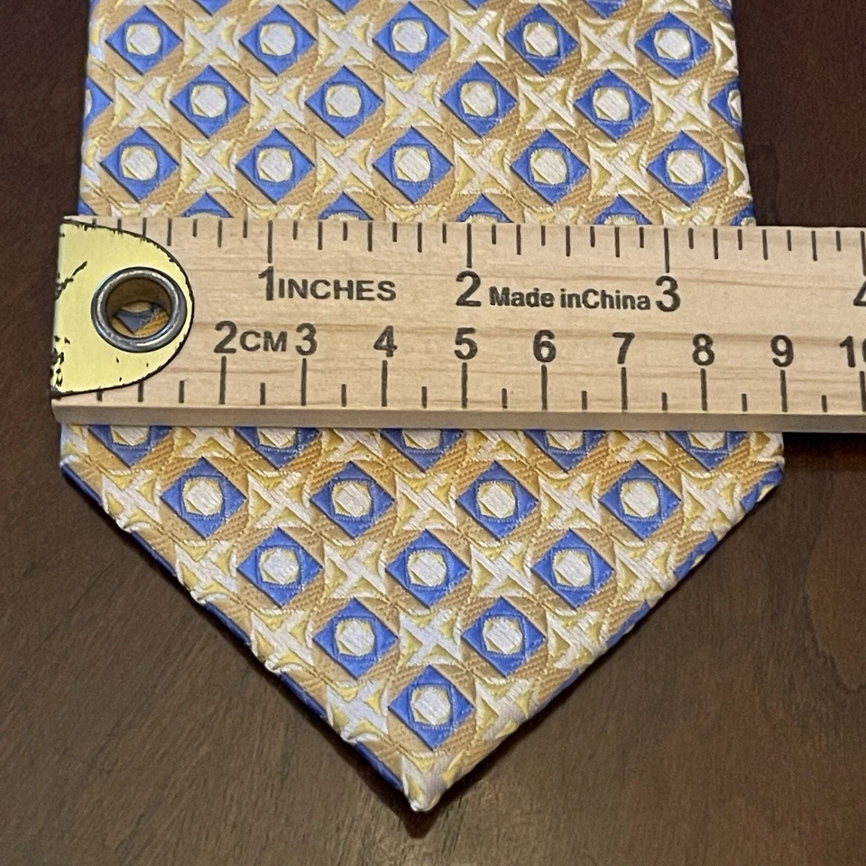 Corbata para el cuello Laurant Bennet Milano azul dorado 100 % poliéster para hombre hecha en China Foto 4 de 4