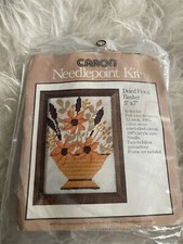 1977 Caron 4641 Dried Floral Basket 5 x 7 Needlepoint NOS