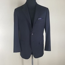 BELVEST Recent For Davide CencI Blue Striped Super 130'S Sport Coat 3 Btn 42 R