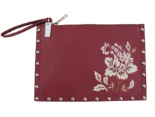 White House Black Market NWT Studded Floral $69 Large Wristlet Clutch Case Purse