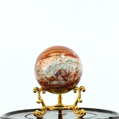 182g Natural Striped Agate Quartz Sphere Crystal Ball Healing Decoration