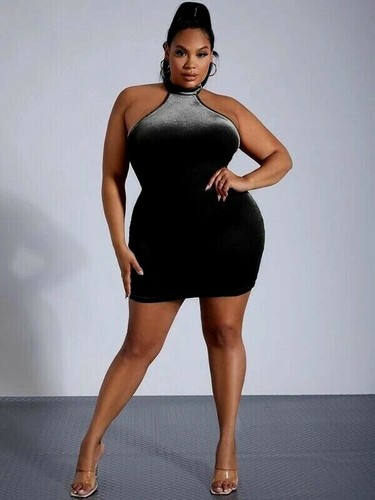 Black Velvet Mini Short Dress Bodycon 