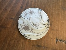 Antique White Glass Victorian Milk Button Rose Gold And Black Flower Design C230