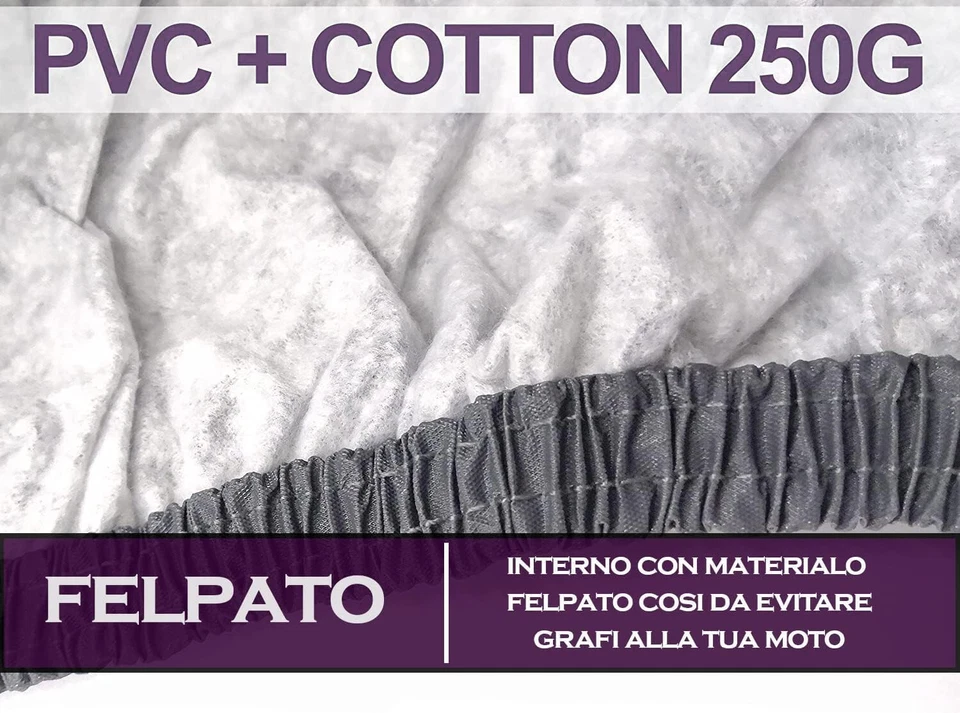 TELO COPRIMOTO SCOOTER FELPATO SAGOMATO MOTO TAGLIA L 232x100x125cm 250g MQ - Immagine 3 di 4