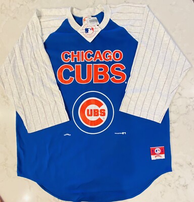 VINTAGE CHICAGO CUBS 3/4 Sleeve T-SHIRT New with Tags NUTMEG MILLS Large RARE