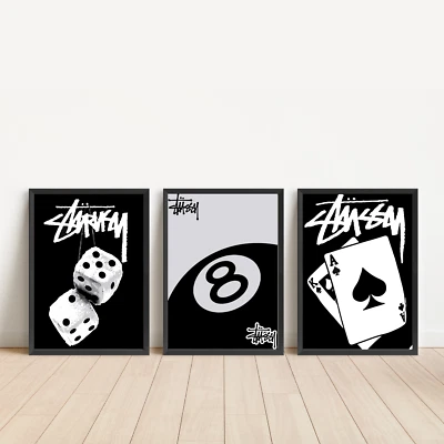 Street Art Brand  Retro Fashion Wall Art Home Print Picture 3 Set A4 A3 A2 - Image 1 of 4