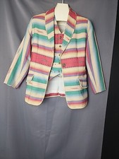 VTG SOUTHWESTERN MEXICAN SERAPE Indian Blanket Style JACKET Vest By EQUATOR S