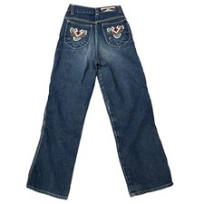 Vintage Kids Wide Leg jeans Embroidered Pockets high waist 1980  s size 10