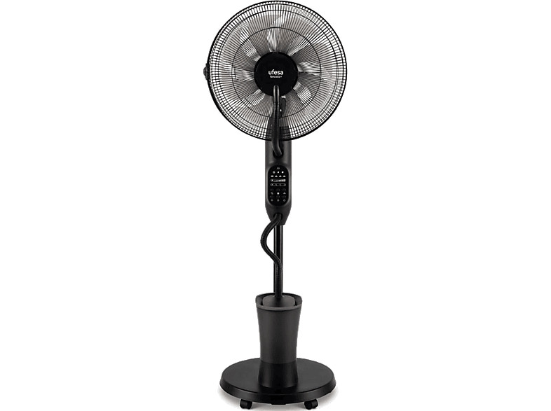 Ventilador de pie - Ufesa Nevada Plus, 60W, 9 Velocidades, Humidificador, Negro