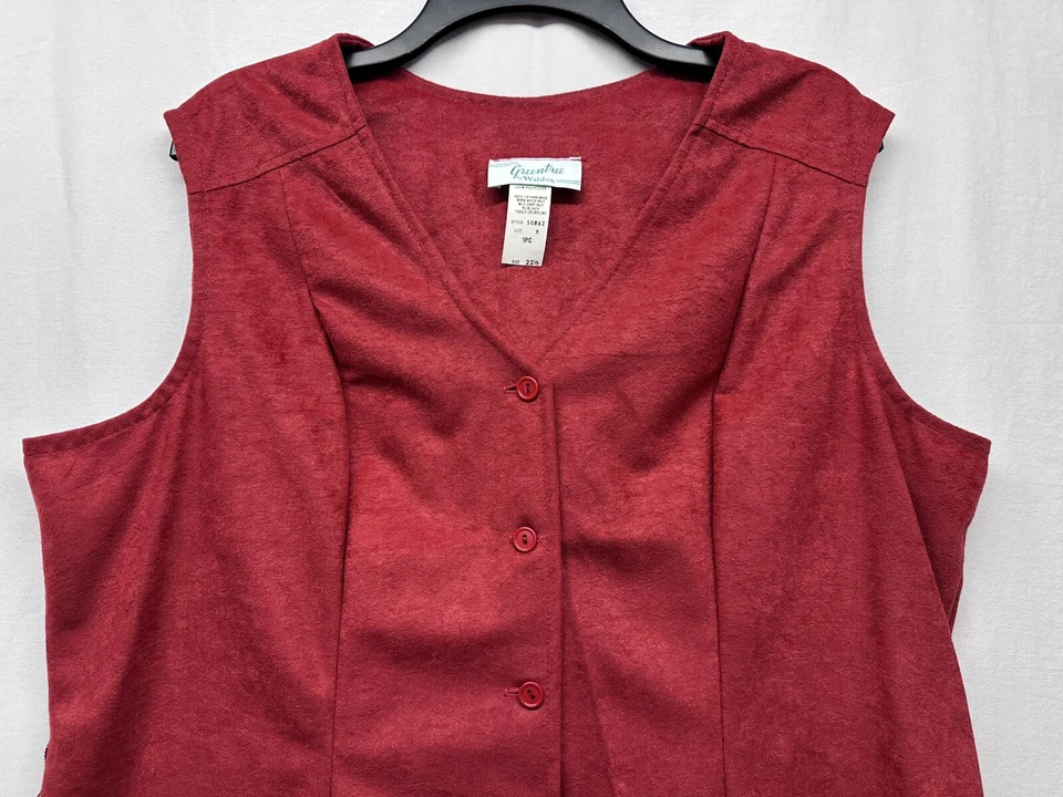 Vestido de Colección Años 60 Greentree by Walden Clásico Rojo Borgoña con Bolsillo Talla 22 1/2 Foto 2 de 4