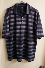 Nike Dri Fit UV Mens Size Large Golf Short Sleeve Polo Shirt Blue, black Striped