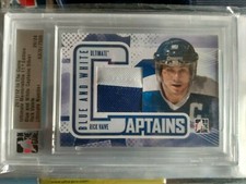 2011-12 ITG ULTIMATE 11TH EDITION RICK VAIVE BLUE AND WHITE CAPTAINS JERSEY #/24