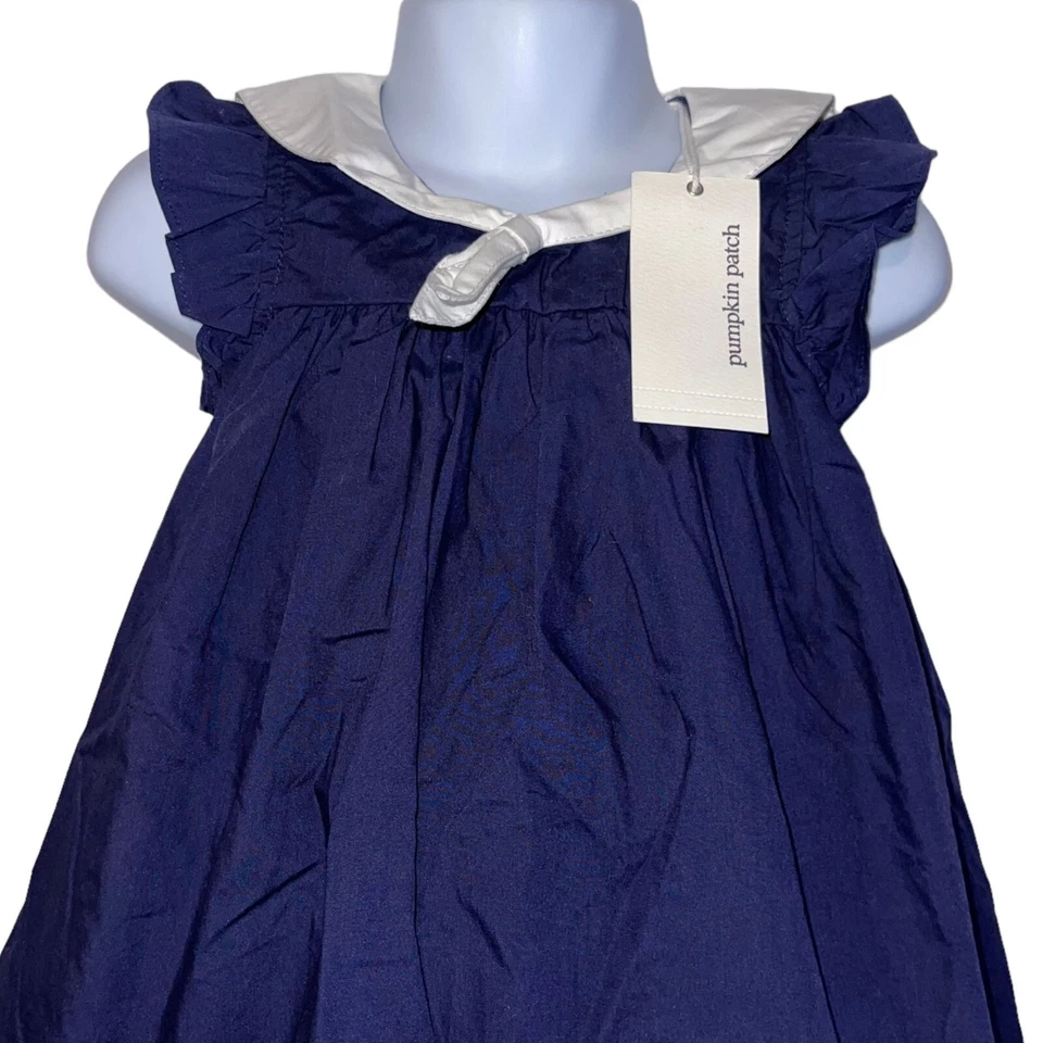 NUEVO CON ETIQUETAS Vestido Marinero Parche Calabaza Bebé Niñas 12 18 Meses Sin Mangas Cubierta de Pañal Foto 2 de 4