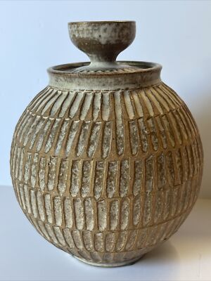VINTAGE Wishon Harrell Studio Pot Ceramic Sculpture Lidded Modernist Funk Finest