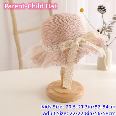 1PC Parent-Child Lace Straw Hat Beach Women Kid Family Matching