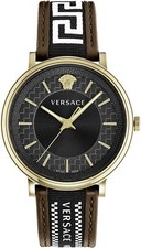 Versace VE5A01721 V-Circle Greca Edition gold black brown white Men's Watch NEW