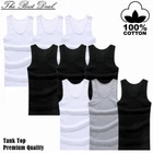 3-12 Pcs Mens 100% Cotton A-Shirt Tank Top Ribbed Solid Undershirt Wife Beater
