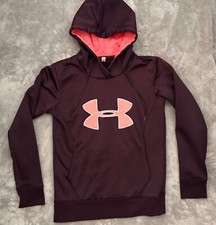 Under Armour Sweatshirt Women Size XS Maroon Hoodie Embroidered Logo EXCELLENT
