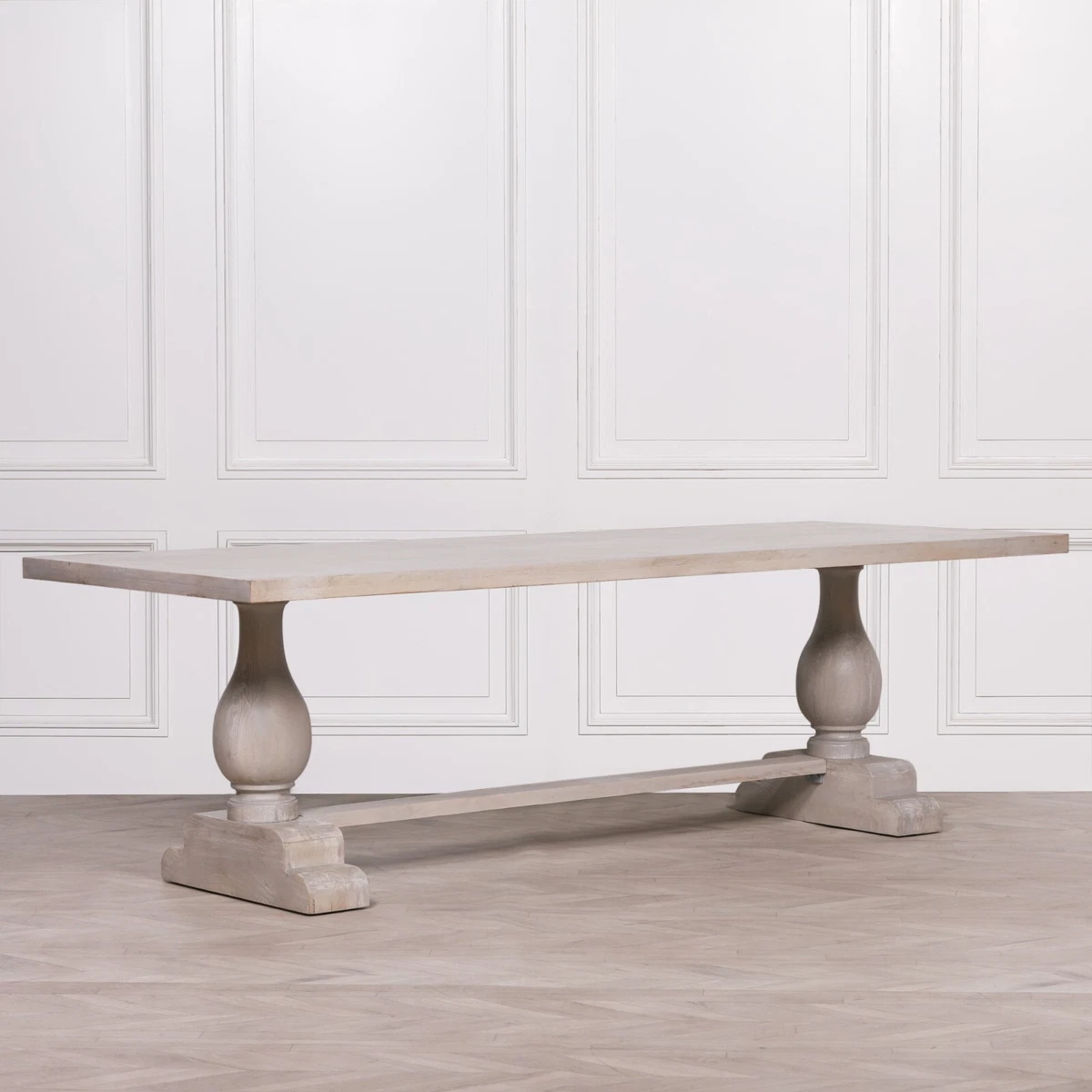French Style Pedestal Rectangular Rustic Light Wooden Large 260cm