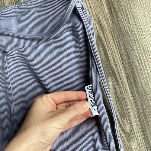 Gymshark Slounge Ribbon Bottoms Jogger Leggings Ribbed Purple High Waisted M - Picture 4 of 8