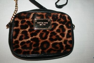 MICHAEL KORS MINI CROSSBODY HAIRCALF W/ LEATHER TRIM