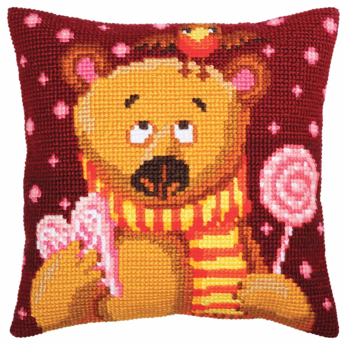 CdA stamped cross stitch kit cushion ""Candy Teddy"" 5394, 40x40cm, DIY