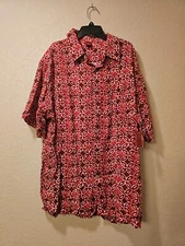 Junction West Mens Button Front Hawaiian Shirt Size XL Red Pocket (2)