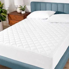 Premium Quilted Fitted Mattress Pad, Hypoallergenic, Fiberfill by Bare Home
