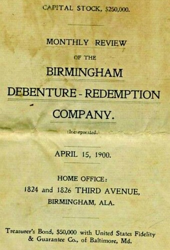 1900 birmingham AL reuben kolb populist politician: debentures pamphlet, ALABAMA