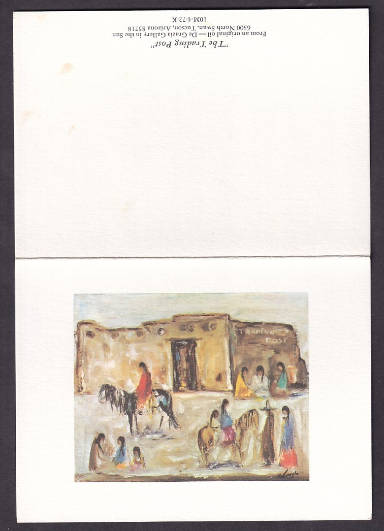 DE GRAZIA "THE TRADING POST" 6 BY 4-1/2 INCH NOTE CARD