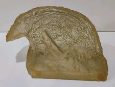 Lucite Crashing Wave And Whale Approx 8"x 4" VTG Art Reverse 1980's Marine Life