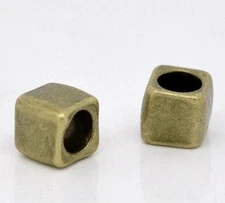 10 Antique Bronze Slider Spacer Beads - 6mm X 6mm -  Antiqued Bronze Slider Bead