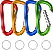 4" & 5" Extra Large Aluminum Carabiner D Ring, Caribeener Clips, Spring Snap Hoo