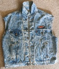 Levi's Harley Davidson XL Jean Vest Jacket made in USA Extra Large Sleeveless
