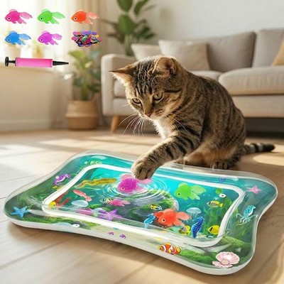 Interactive Cat Toy for indoor Cats Upgraded Cat Water Mat with Fish - Thick
