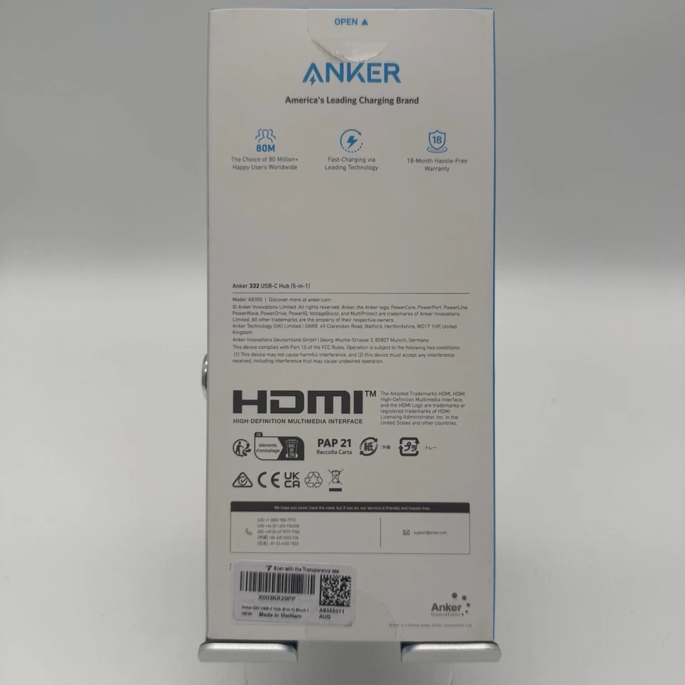 Anker 332 USB-C Hub (5-in-1) with 4K HDMI Display, 5Gbps and 2 5Gbps USB-A Data - Image 3 of 4