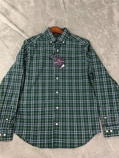 New Mens Nautica Tidal Green Plaid Wrinkle Resistant Stretch Shirt S Defects 