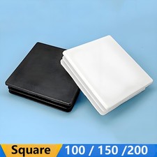 Square Plastic Black / White Blanking End Caps Tube Inserts Plug 100/ 150/ 200mm