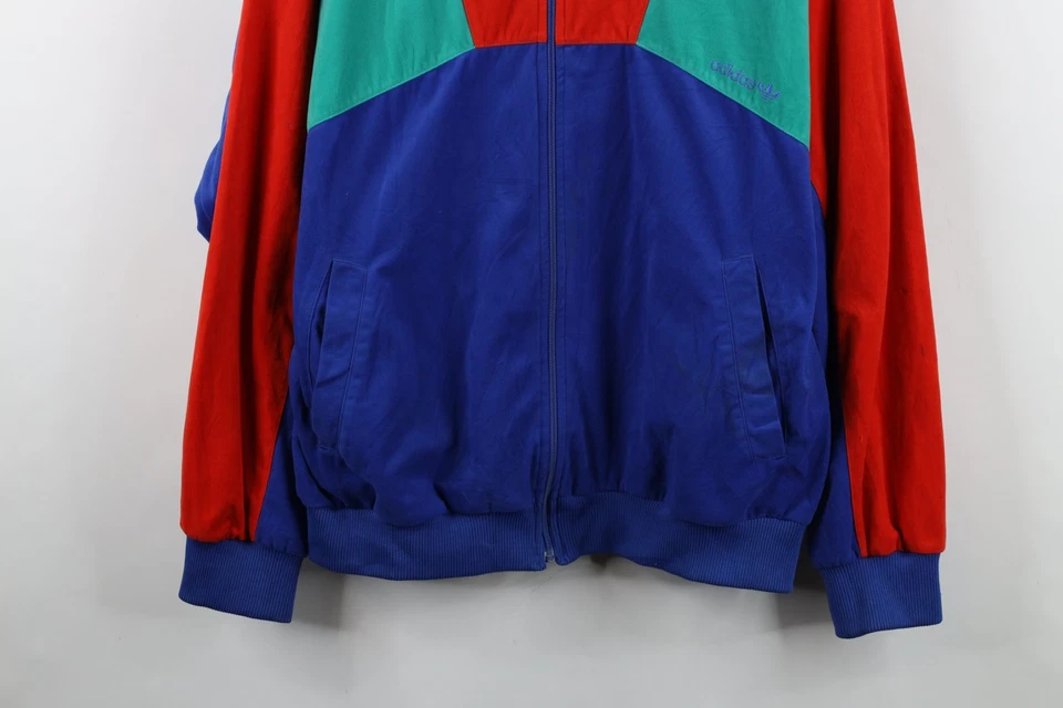 Chaqueta deportiva de terciopelo de terciopelo con bloque de color 2XL Adidas vintage años 80 90 para hombre Foto 3 de 4