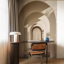 2 Panels Archway Wall Mural Peel and Stick 3D Arch Door Mural Wallpaper for R...