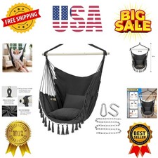 Hammock Chair Hanging Rope Swing, Max 500 Lbs, 2 Cushions Included, Large Mac...