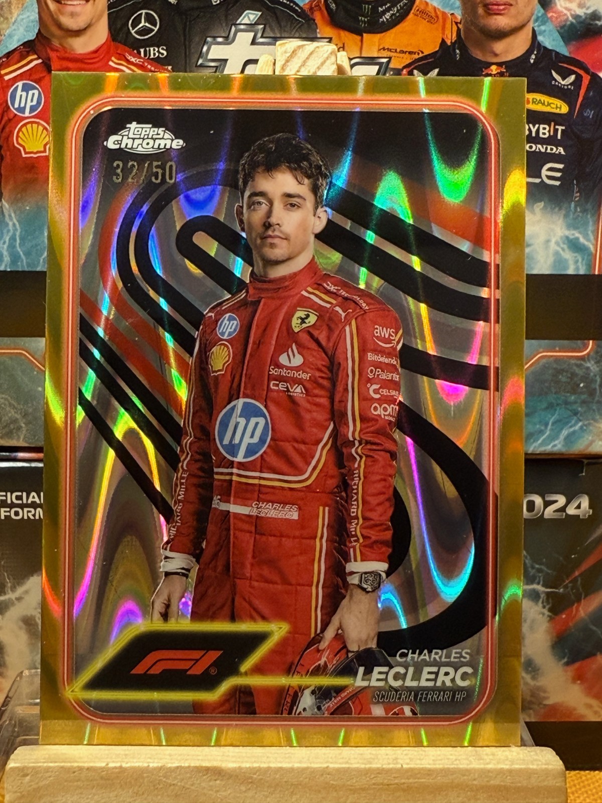 2024 Topps Chrome F1 #3 Charles Leclerc Portrait Gold RayWave Refractor 32/50