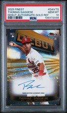 2025 TOPPS FINEST DEBUT AUTO GOLD REFRACTOR THOMAS SAGGESE ROOKIE 29/50 PSA 10