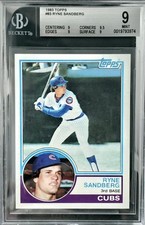 🔥 Ryne Sandberg (RC) 1983 Topps   L👀K!  BGS 9 MINT💎 Cubs HOF Rookie Card🐐