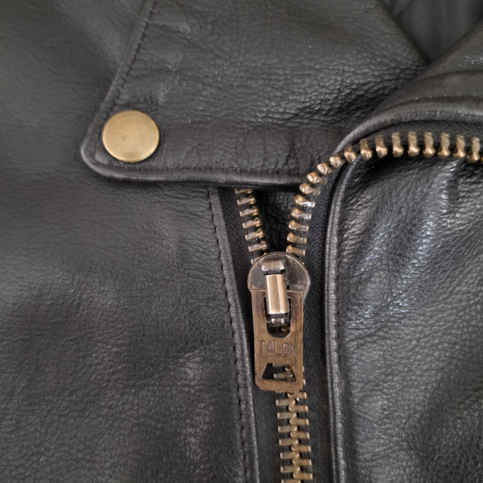 Vtg Custom Chrome Gear Large Leather Motorcycle Jacket Made In USA Talon Zippers - product detail image 11