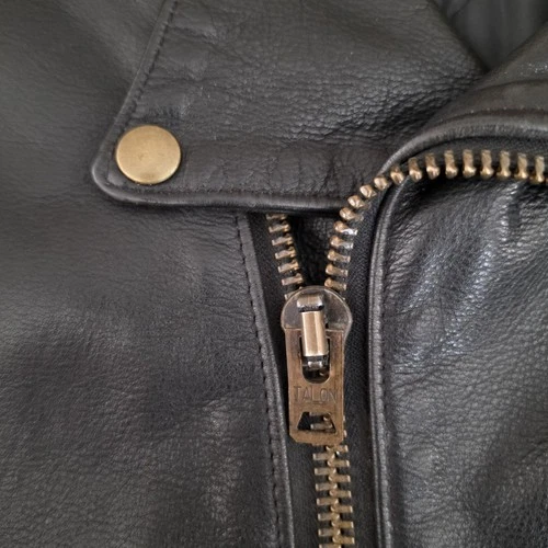 Vtg Custom Chrome Gear Large Leather Motorcycle Jacket Made In USA Talon Zippers image 11
