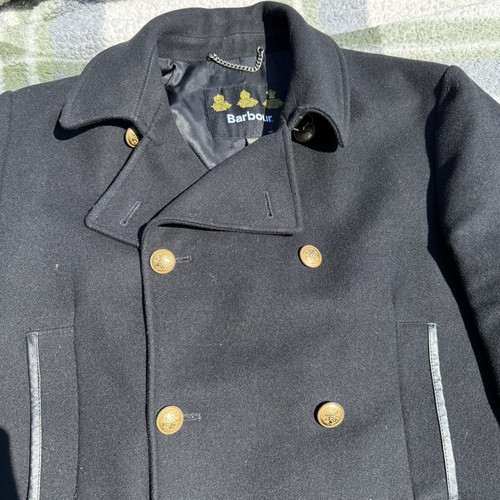 Barbour Men's Wool Pea Coat Black Jacket Size UK 40 / EU 50 (Large) - Picture 3 of 13