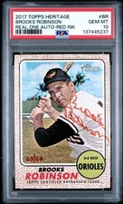 2017 Topps Heritage Brooks Robinson Real One Auto Red Ink /68 PSA 10 GEM MINT