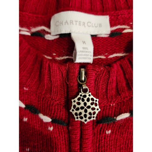 Charter Club Women's Christmas 100% Lambs Wool Vest Zipper Snowmen Medium - Picture 5 of 9