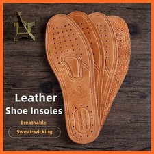 1 Pair Genuine Leather Insoles Cowhide Shoe Pads Men Comfortable Deodorant New